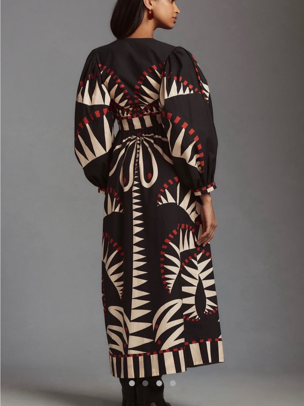 FARM Rio Black, Ivory & Red Geometric Button-Front Maxi Dress - Picture 4 of 5